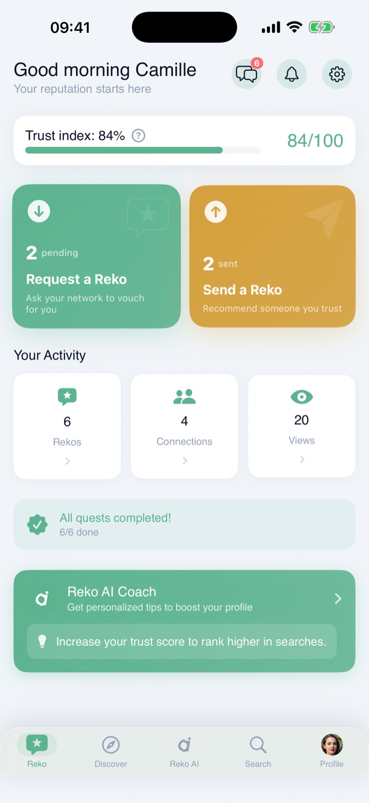 Rekolink app — Trust index & reputation